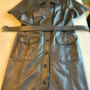 ANTONIO MELANI Black Leather Dress with Belt